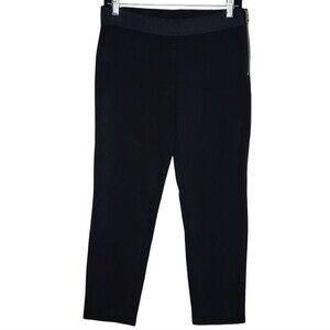Everlane Cropped Ponte Pants Satin Waistband Side Zip Black Women's Size 6
